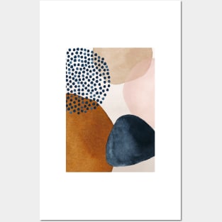 Modern Abstract Terracotta Blush and Navy Blue Posters and Art